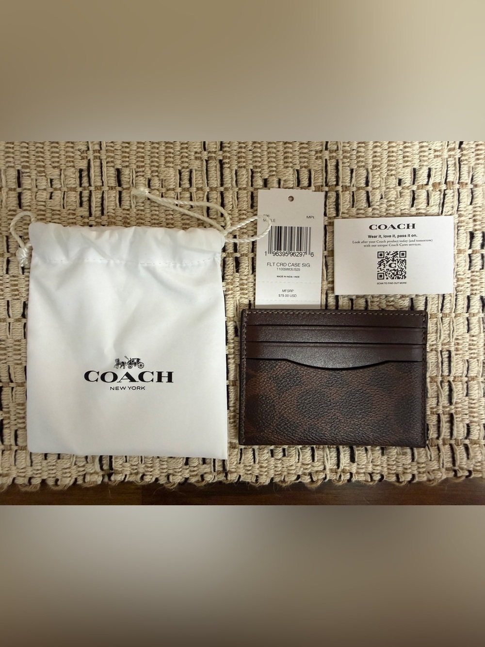 COACH Men's Brown Signature Card Case — BRAND NEW!